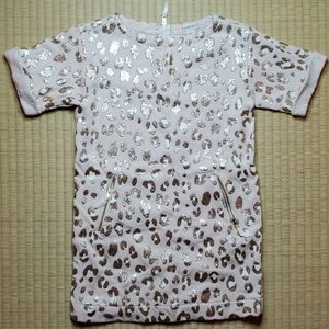 J.Crew Crewcuts Glitter Gold Cheetah Fleece Terry "T" Dress
